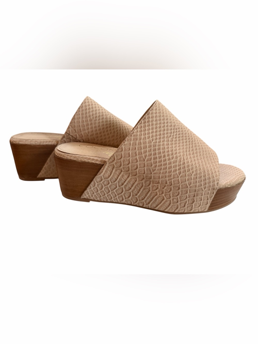 Coconuts by Matisse Freya Neutral Beige Faux-Snakeskin Wedge Mules 2.5” Heel 7M - Picture 2 of 8